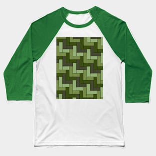 Olive Green Geometric Art Tiles Baseball T-Shirt